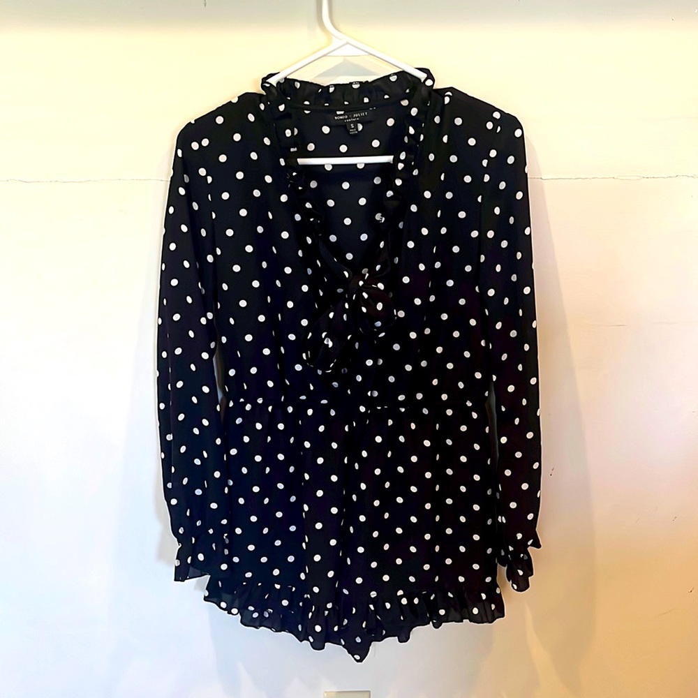 Romeo + Juliet black polka dot romper